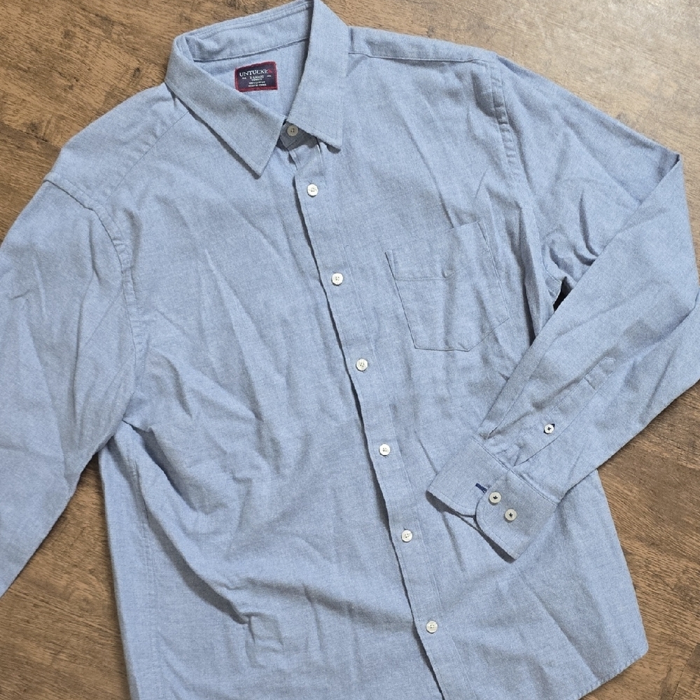 UNTUCKit Light Blue Casual Flannel‎ Button-Down Shirt XL Slim Fit